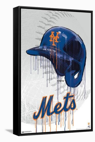 MLB New York Mets - Drip Helmet 22-Trends International-Framed Stretched Canvas