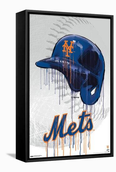 MLB New York Mets - Drip Helmet 22-Trends International-Framed Stretched Canvas