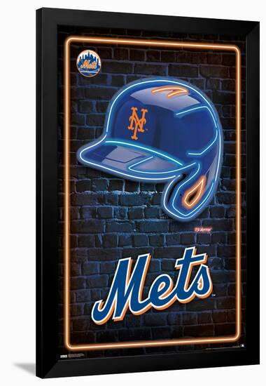 MLB New York Mets - Neon Helmet 23-Trends International-Framed Poster