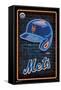 MLB New York Mets - Neon Helmet 23-Trends International-Framed Stretched Canvas