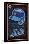 MLB New York Mets - Neon Helmet 23-Trends International-Framed Stretched Canvas