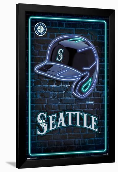 MLB Seattle Mariners - Neon Helmet 23-Trends International-Framed Poster