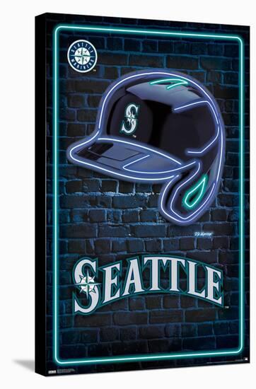 MLB Seattle Mariners - Neon Helmet 23-Trends International-Stretched Canvas