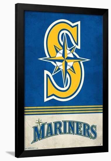 MLB Seattle Mariners - Retro Logo 18-Trends International-Framed Poster