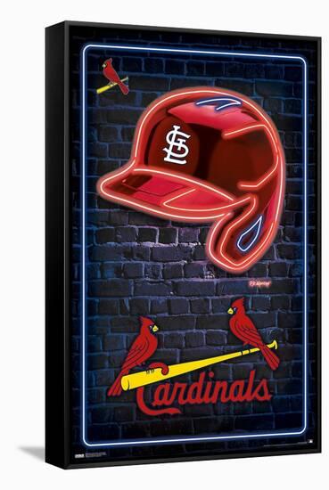 MLB St. Louis Cardinals - Neon Helmet 23-Trends International-Framed Stretched Canvas