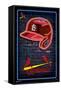 MLB St. Louis Cardinals - Neon Helmet 23-Trends International-Framed Stretched Canvas