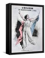 Mlle Agar Singing the Marseillaise, from the Front Cover of LEclipse, 28th August, 1870-André Gill-Framed Stretched Canvas