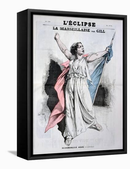 Mlle Agar Singing the Marseillaise, from the Front Cover of LEclipse, 28th August, 1870-André Gill-Framed Stretched Canvas