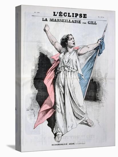 Mlle Agar Singing the Marseillaise, from the Front Cover of LEclipse, 28th August, 1870-André Gill-Stretched Canvas
