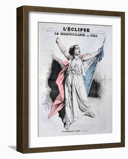 Mlle Agar Singing the Marseillaise, from the Front Cover of LEclipse, 28th August, 1870-André Gill-Framed Giclee Print