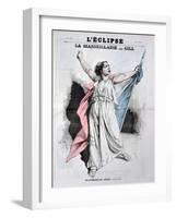 Mlle Agar Singing the Marseillaise, from the Front Cover of LEclipse, 28th August, 1870-André Gill-Framed Giclee Print