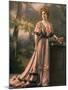 Mlle. Feylne Modeling a Pink Chiffon Robe de Diner with Brown Trim Designed by Drecoll-Reutlinger-Mounted Photographic Print