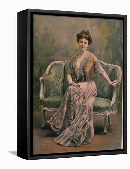 Mlle. Maud Amy in Pale Mauve Burn Out Velvet and Chiffon Toilette de Maison Designed by Drecoll-Paul Boyer-Framed Stretched Canvas