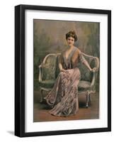 Mlle. Maud Amy in Pale Mauve Burn Out Velvet and Chiffon Toilette de Maison Designed by Drecoll-Paul Boyer-Framed Photographic Print