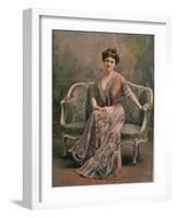 Mlle. Maud Amy in Pale Mauve Burn Out Velvet and Chiffon Toilette de Maison Designed by Drecoll-Paul Boyer-Framed Photographic Print