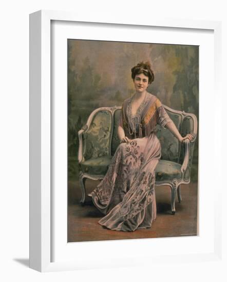 Mlle. Maud Amy in Pale Mauve Burn Out Velvet and Chiffon Toilette de Maison Designed by Drecoll-Paul Boyer-Framed Photographic Print