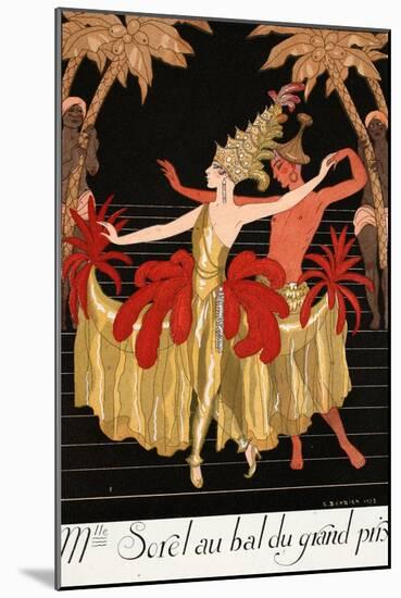 Mlle Sorel at the Grand Prix Ball-Georges Barbier-Mounted Giclee Print