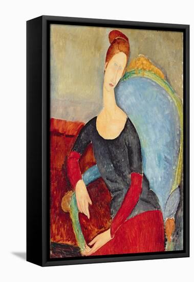 Mme Hebuterne in a Blue Chair, 1918-Amedeo Modigliani-Framed Stretched Canvas