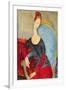 Mme Hebuterne in a Blue Chair, 1918-Amedeo Modigliani-Framed Giclee Print