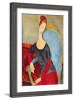 Mme Hebuterne in a Blue Chair, 1918-Amedeo Modigliani-Framed Giclee Print