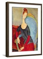 Mme Hebuterne in a Blue Chair, 1918-Amedeo Modigliani-Framed Giclee Print