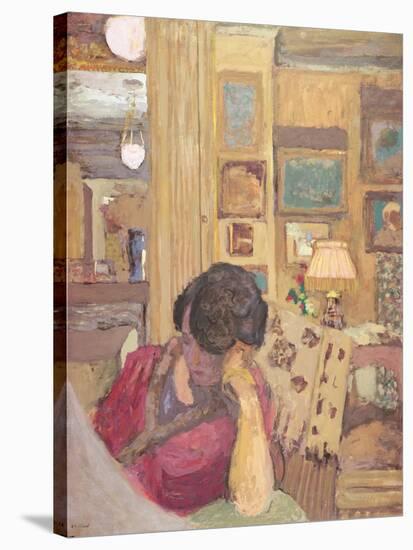 Mme Hessel Seated in Front of a Glassed Armoire, 1906-Edouard Vuillard-Stretched Canvas