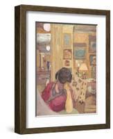 Mme Hessel Seated in Front of a Glassed Armoire, 1906-Edouard Vuillard-Framed Giclee Print