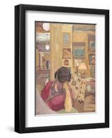 Mme Hessel Seated in Front of a Glassed Armoire, 1906-Edouard Vuillard-Framed Giclee Print