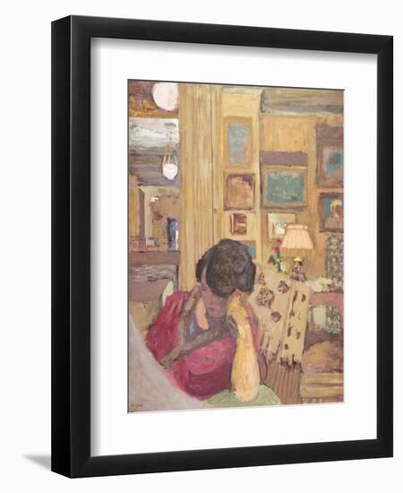 Mme Hessel Seated in Front of a Glassed Armoire, 1906-Edouard Vuillard-Framed Giclee Print