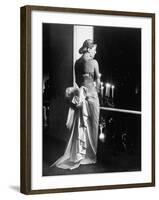 Mme. Jacques Fath Wearing Dress Designed by Her Husband for Their American Tour-Nina Leen-Framed Premium Photographic Print