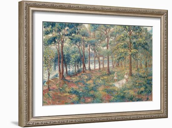 Mme, Lebasque with Her Daughter on the Bank of the River Marne, C. 1899-Henri Lebasque-Framed Giclee Print