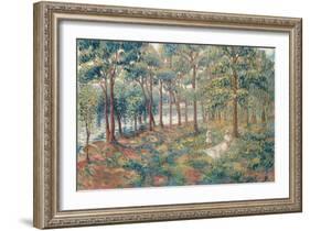 Mme, Lebasque with Her Daughter on the Bank of the River Marne, C. 1899-Henri Lebasque-Framed Giclee Print