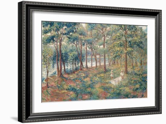 Mme, Lebasque with Her Daughter on the Bank of the River Marne, C. 1899-Henri Lebasque-Framed Giclee Print