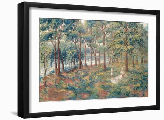 Mme, Lebasque with Her Daughter on the Bank of the River Marne, C. 1899-Henri Lebasque-Framed Premium Giclee Print