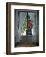 Mme.Monet (Camille Doncieux, Monet's first wife) with a red hat called " The Red Kerchief"-Claude Monet-Framed Giclee Print