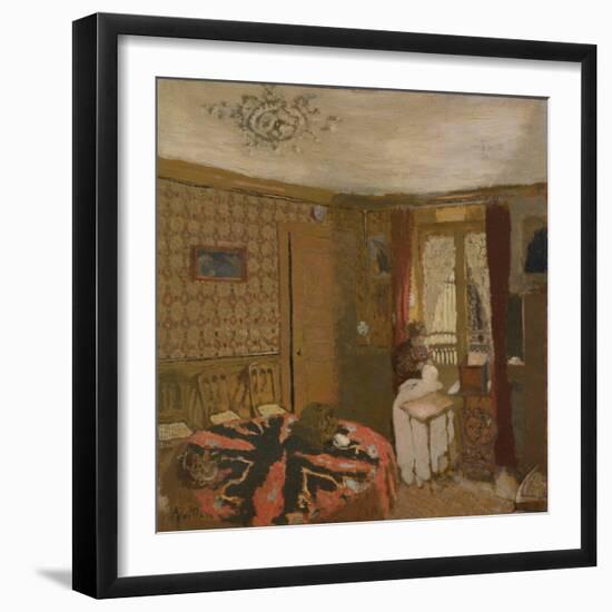 Mme Vuillard Sewing by the Window, rue Truffaut, c.1899-Edouard Vuillard-Framed Premium Giclee Print