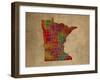 MN Colorful Counties-Red Atlas Designs-Framed Giclee Print