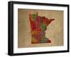 MN Colorful Counties-Red Atlas Designs-Framed Giclee Print