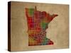 MN Colorful Counties-Red Atlas Designs-Stretched Canvas
