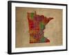 MN Colorful Counties-Red Atlas Designs-Framed Giclee Print