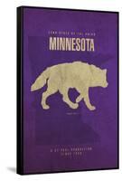 MN State Minimalist Posters-Red Atlas Designs-Framed Stretched Canvas