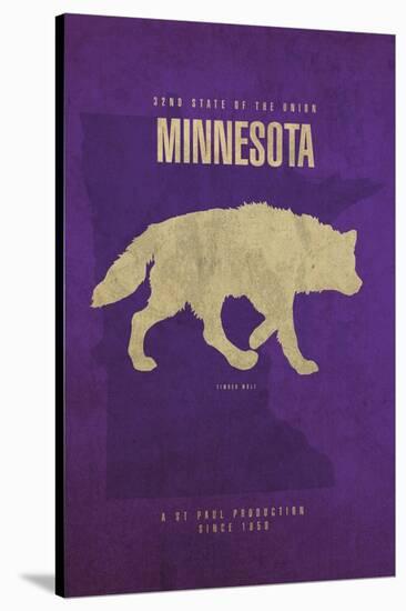 MN State Minimalist Posters-Red Atlas Designs-Stretched Canvas