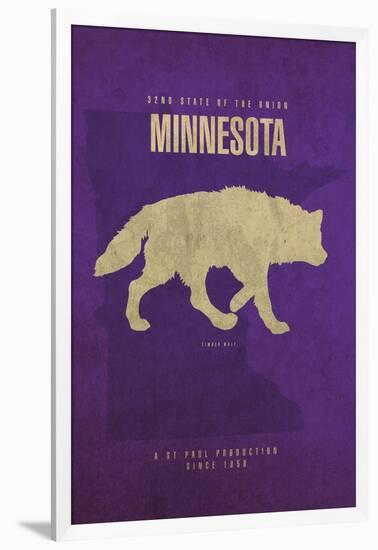 MN State Minimalist Posters-Red Atlas Designs-Framed Giclee Print