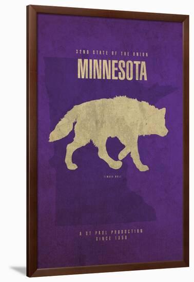 MN State Minimalist Posters-Red Atlas Designs-Framed Giclee Print