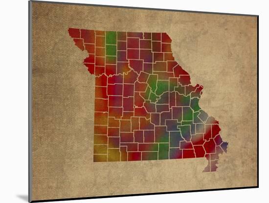MO Colorful Counties-Red Atlas Designs-Mounted Giclee Print