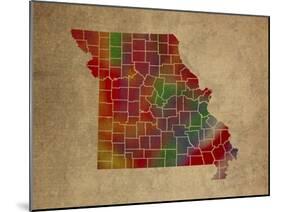 MO Colorful Counties-Red Atlas Designs-Mounted Giclee Print