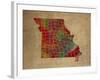 MO Colorful Counties-Red Atlas Designs-Framed Giclee Print