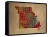 MO Colorful Counties-Red Atlas Designs-Framed Stretched Canvas