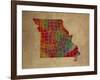 MO Colorful Counties-Red Atlas Designs-Framed Giclee Print