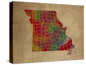 MO Colorful Counties-Red Atlas Designs-Stretched Canvas